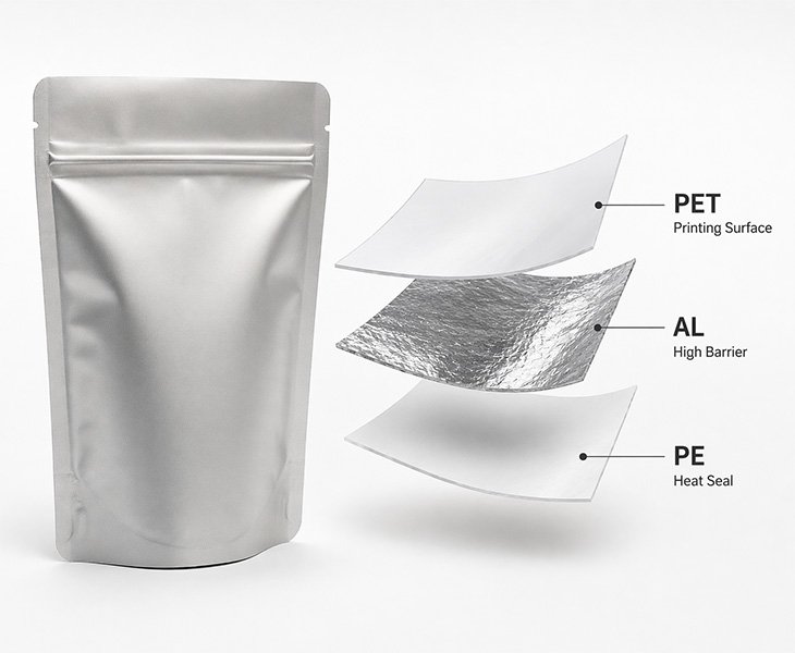 Kraft stand up pouch Material Pairing