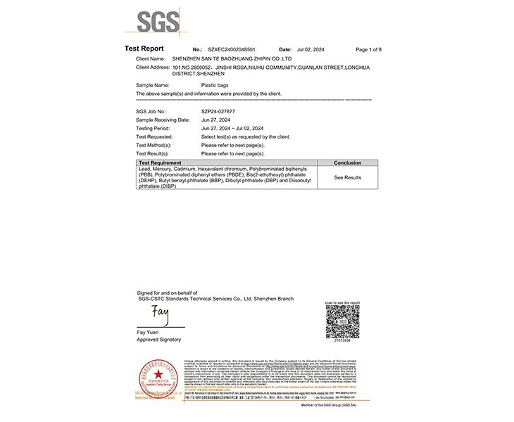 SGS Chemical Test Report