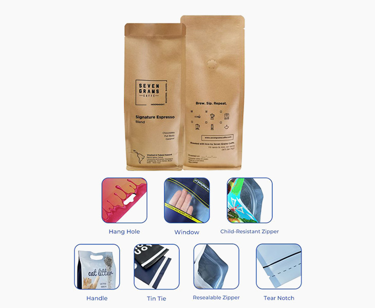 Kraft Stand-Up Pouch Custom Features