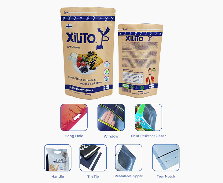 Kraft Stand-Up Pouch Custom Features