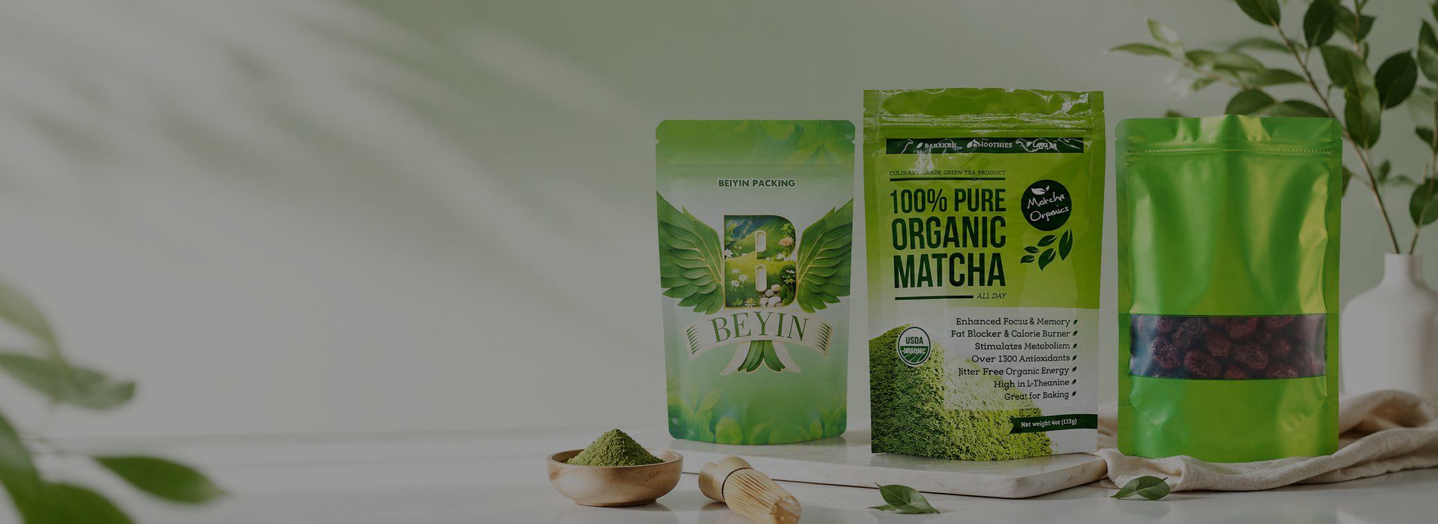 Chinese manufacturer of green stand-up pouches