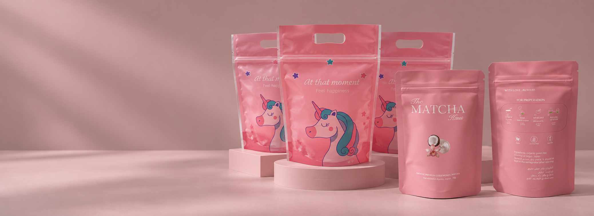 Pink stand-up pouch manufacturer